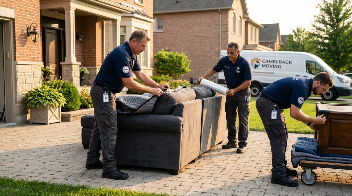 Large estate moving crew wrapping furniture in Statham, GA