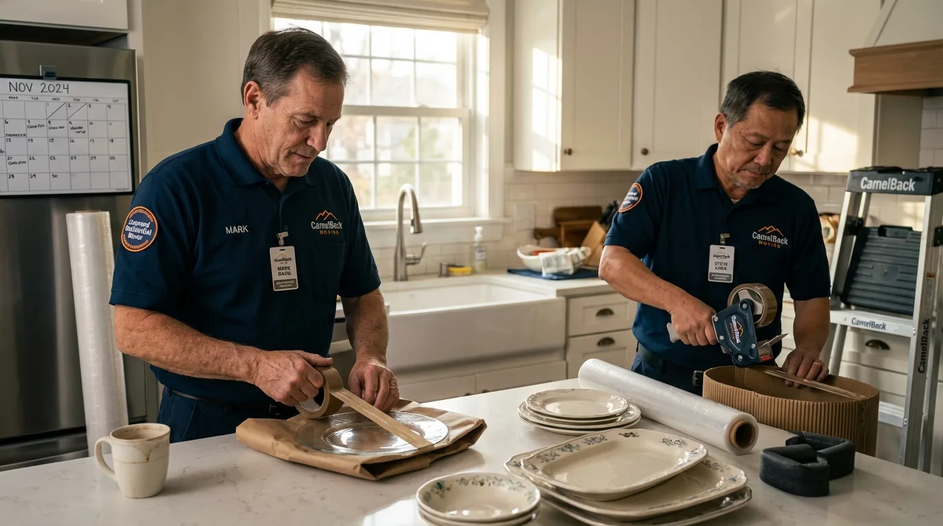 Professional crew packing kitchen dishware in Statham, GA